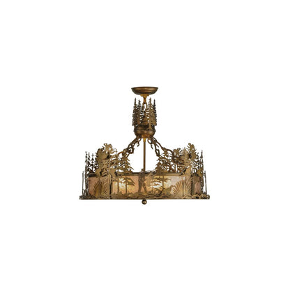 Quail Hunter with Dog 4 Light 24" Wide Pendant