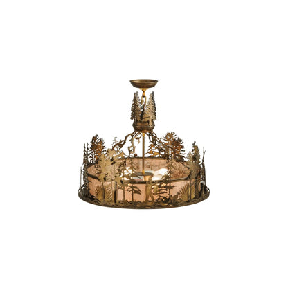 Quail Hunter with Dog 4 Light 24" Wide Pendant