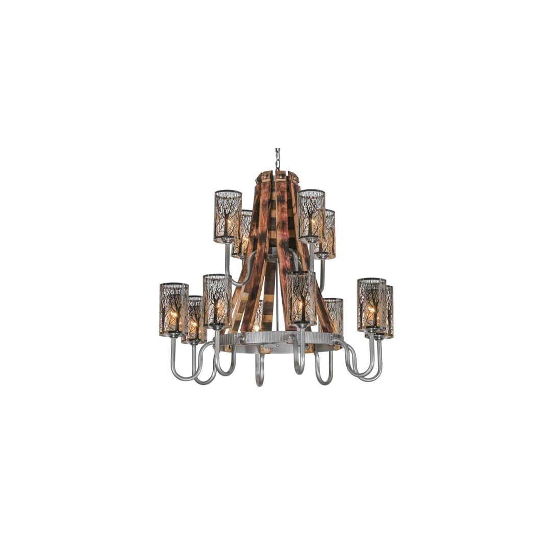Barrel Stave 12 Light 44" Wide Chandelier