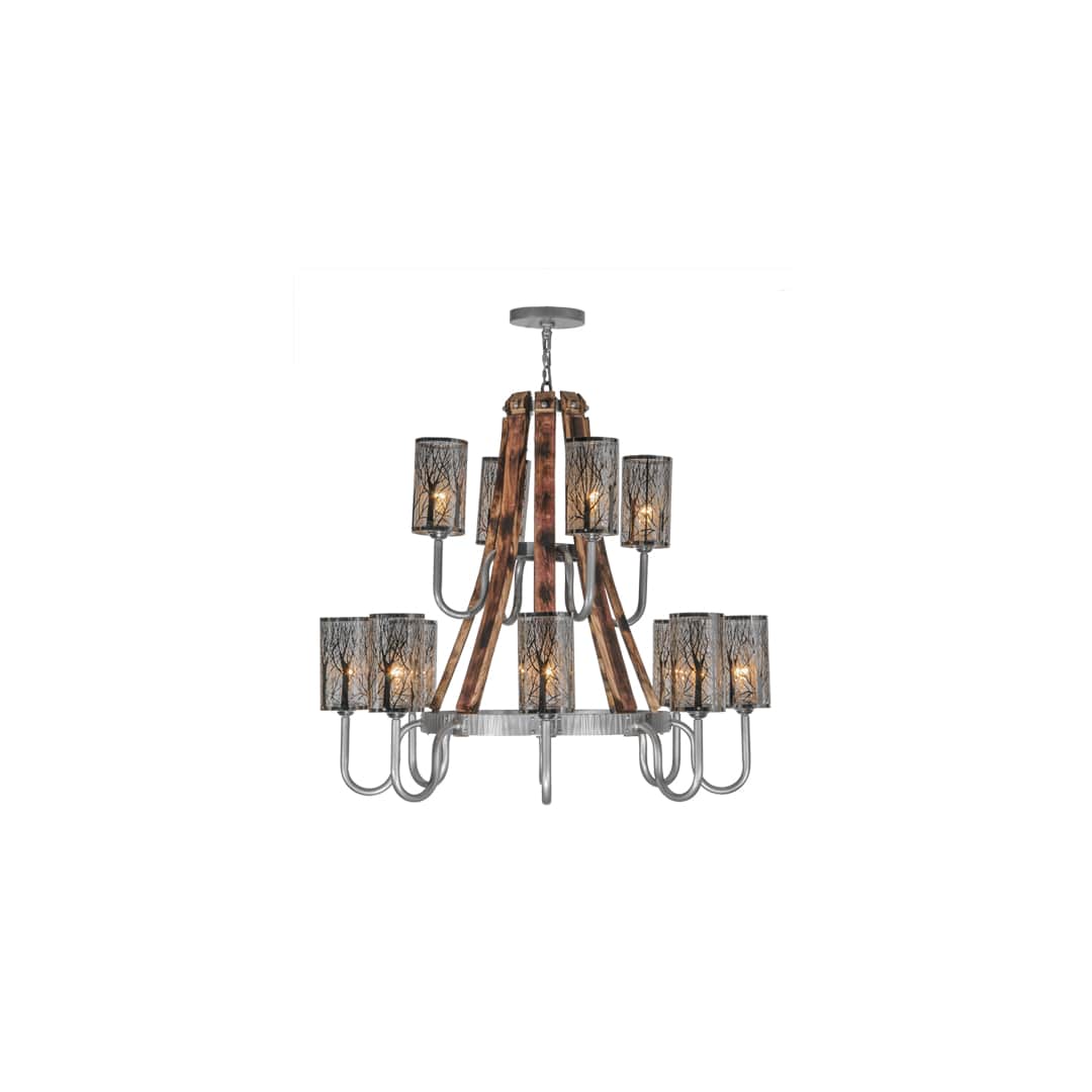 Barrel Stave 12 Light 44" Wide Chandelier