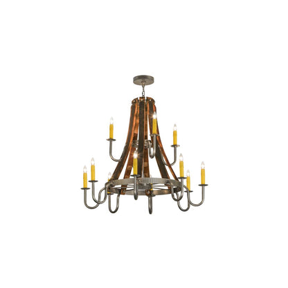 Barrel Stave Madera 12 Light 44" Wide Taper Candle Style Chandelier