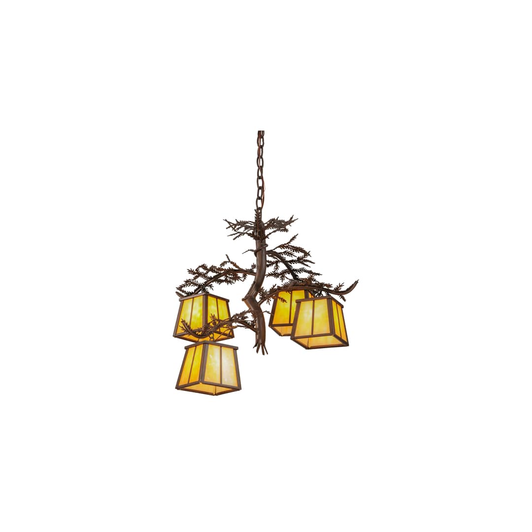 Pine Branch 4 Light 28" Wide Chandelier