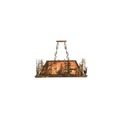 Deer through the Trees 5 Light 20" Wide Linear Pendant