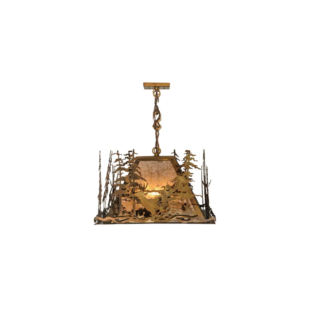 Deer through the Trees 5 Light 20" Wide Linear Pendant