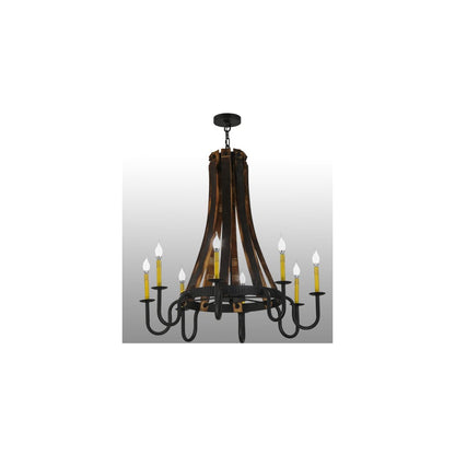 Barrel Stave Madera 8 Light 40" Wide Taper Candle Style Chandelier