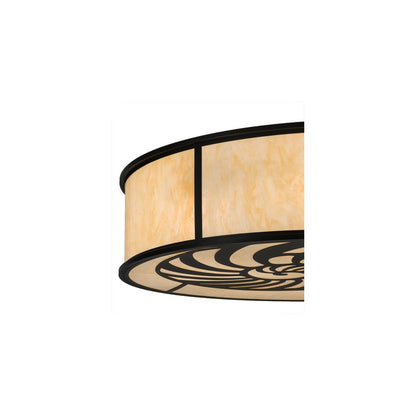 Nautilus 10 Light 60" Wide Flush Mount Drum Ceiling Fixture - Blackwash Finish