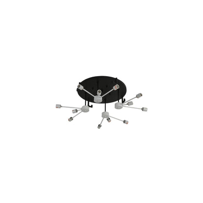 Nautilus 10 Light 60" Wide Flush Mount Drum Ceiling Fixture - Blackwash Finish