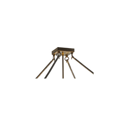 Backyard Friends 4 Light 30" Wide Semi-Flush Ceiling Fixture with Azure Glass Shade - Antique Copper Finish