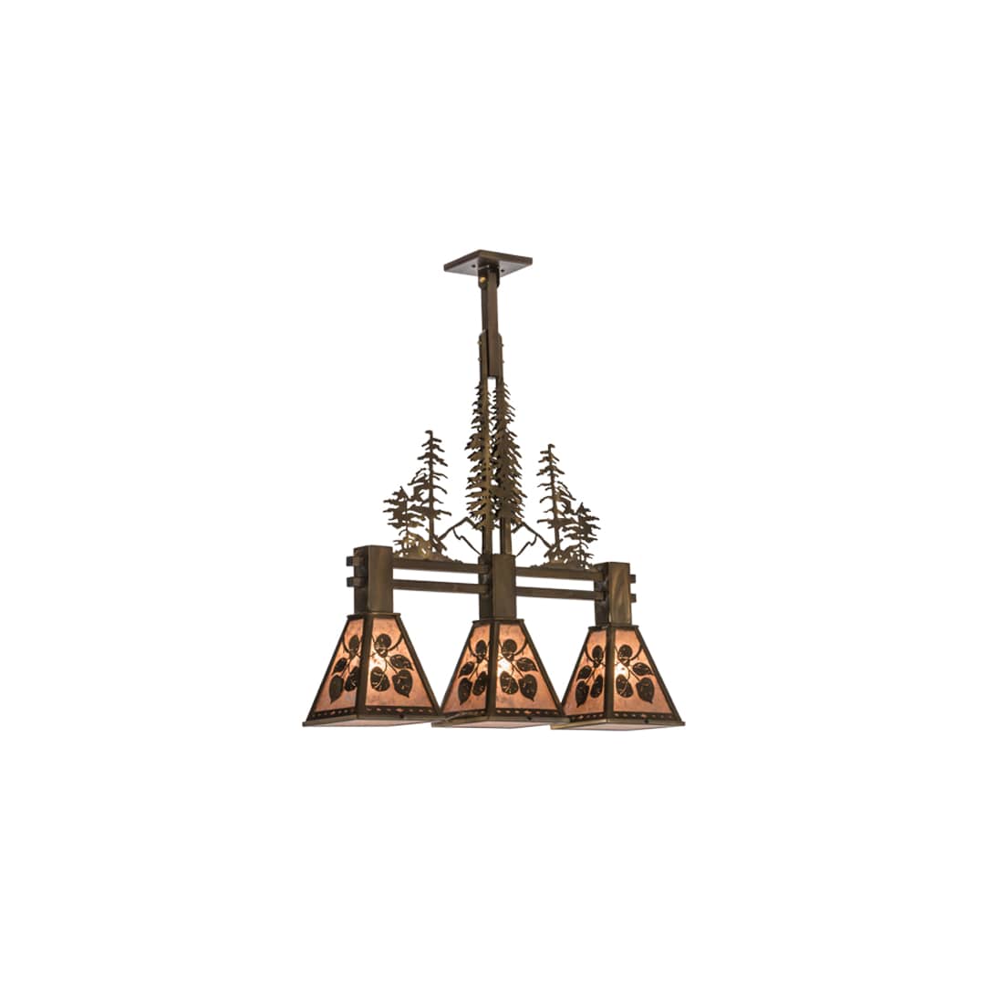 Aspen Leaf 3 Light 8" Wide Linear Pendant