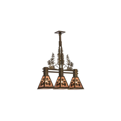Aspen Leaf 3 Light 8" Wide Linear Pendant