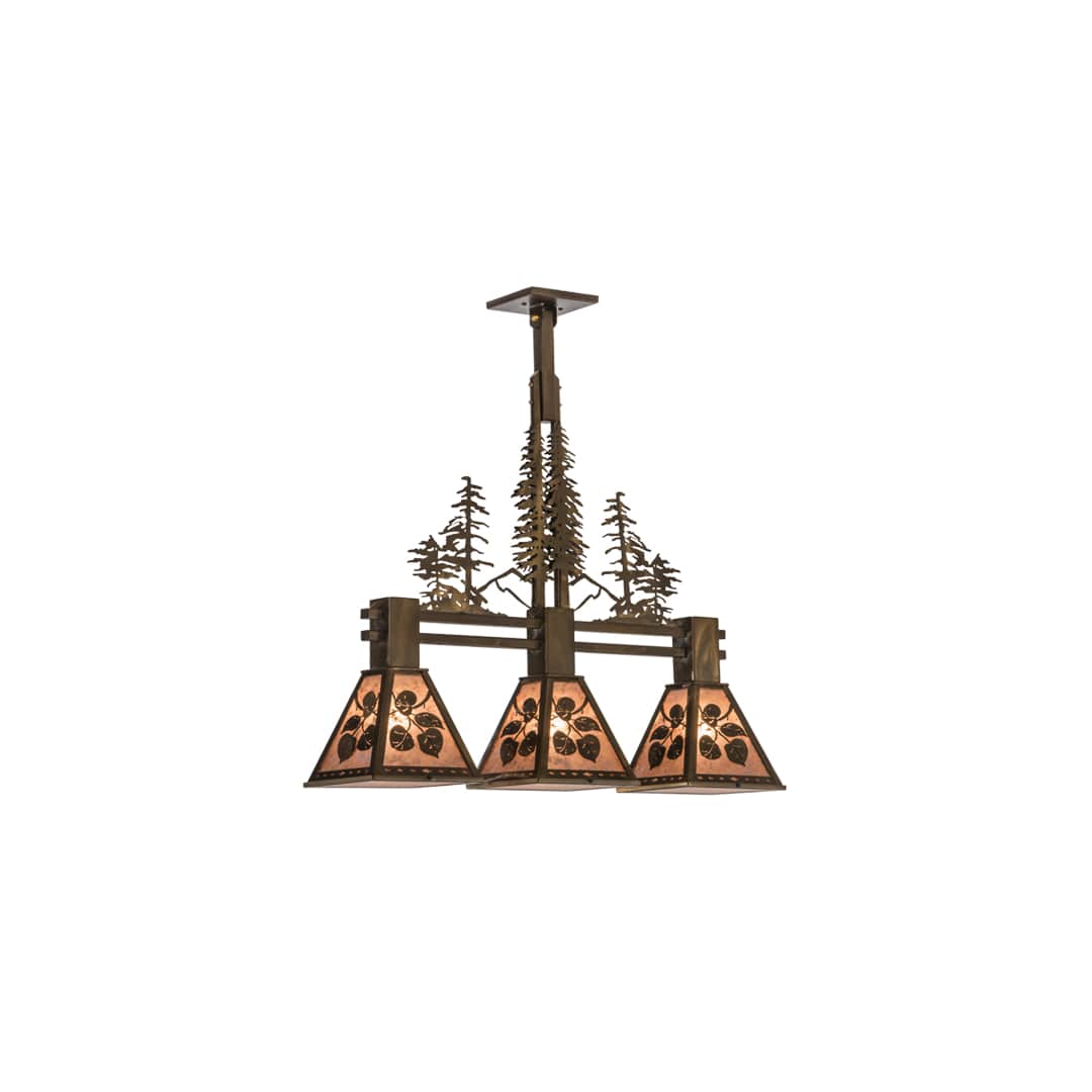 Aspen Leaf 3 Light 8" Wide Linear Pendant