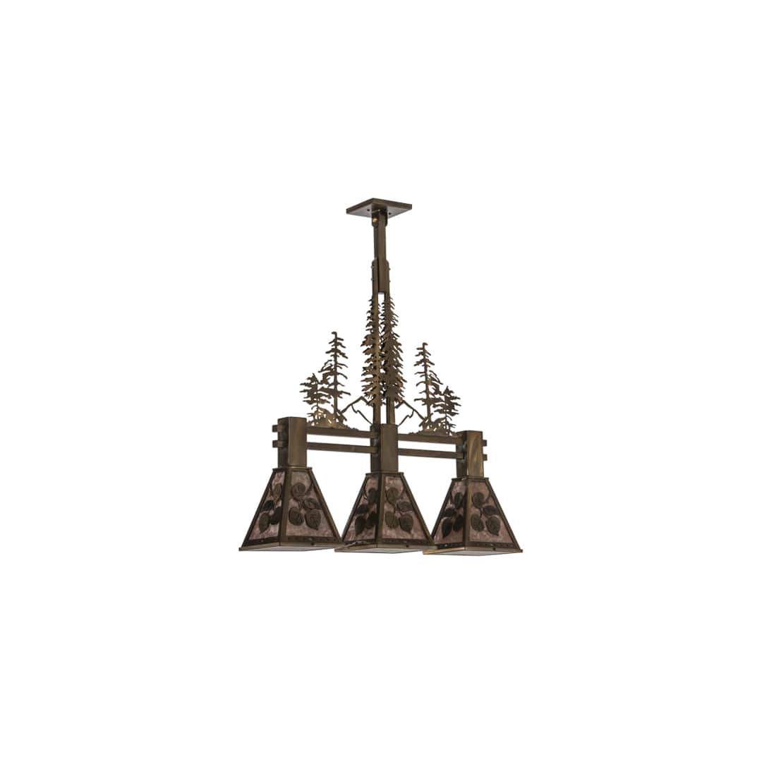 Aspen Leaf 3 Light 8" Wide Linear Pendant