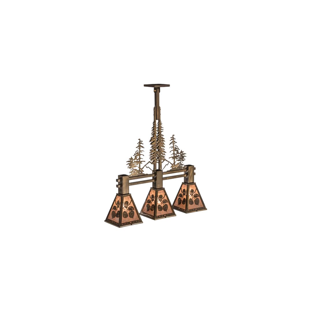 Aspen Leaf 3 Light 8" Wide Linear Pendant