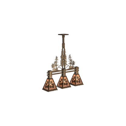 Aspen Leaf 3 Light 8" Wide Linear Pendant