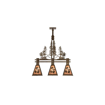 Aspen Leaf 3 Light 8" Wide Linear Pendant