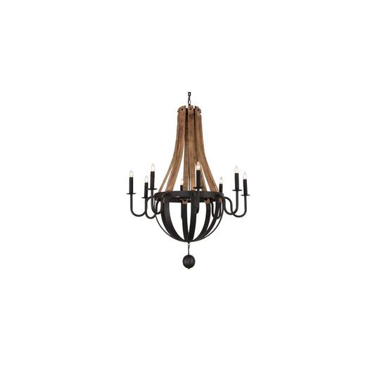 Barrel Stave Madera 8 Light 43" Wide Taper Candle Style Chandelier