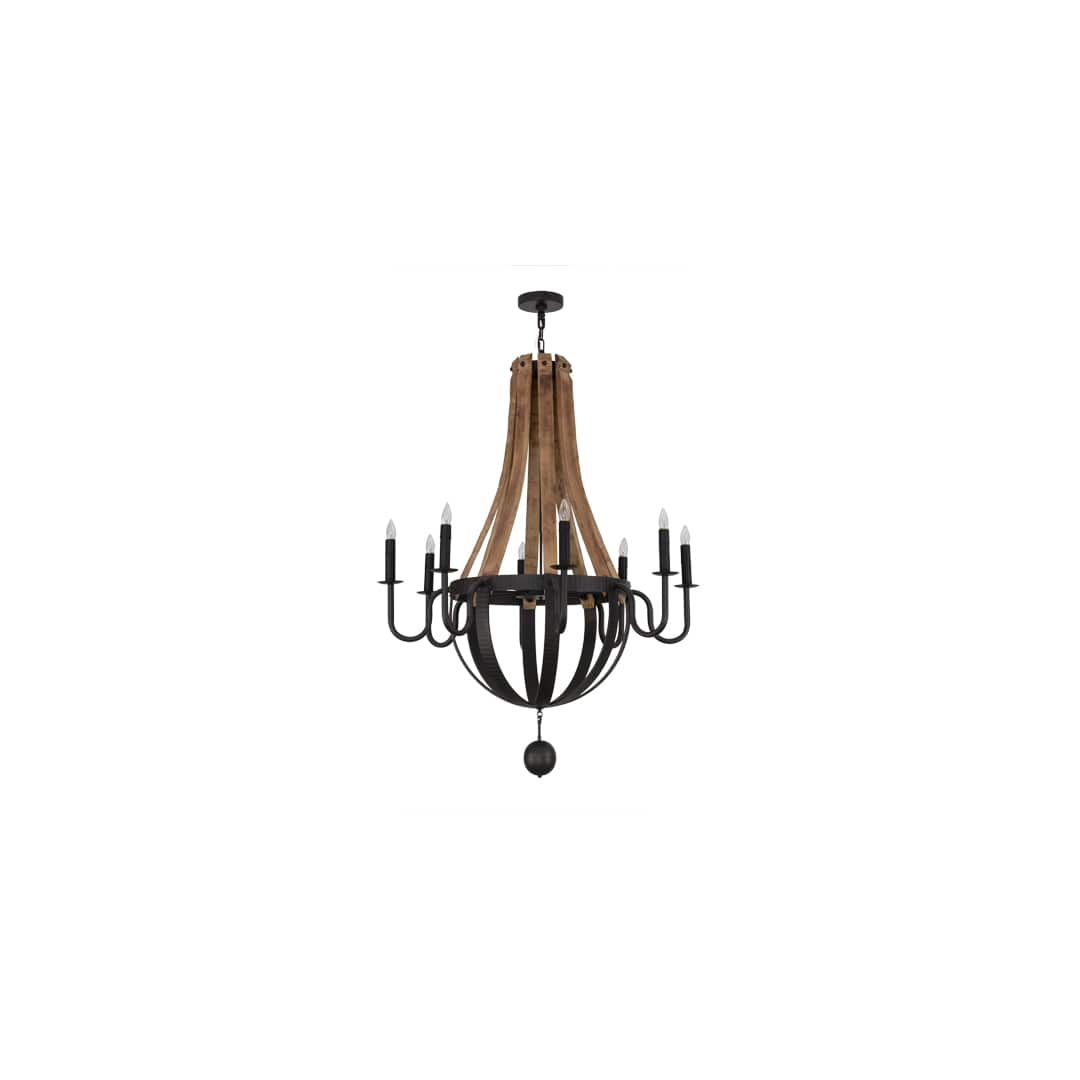 Barrel Stave Madera 8 Light 43" Wide Taper Candle Style Chandelier