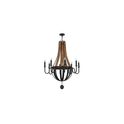 Barrel Stave Madera 8 Light 43" Wide Taper Candle Style Chandelier