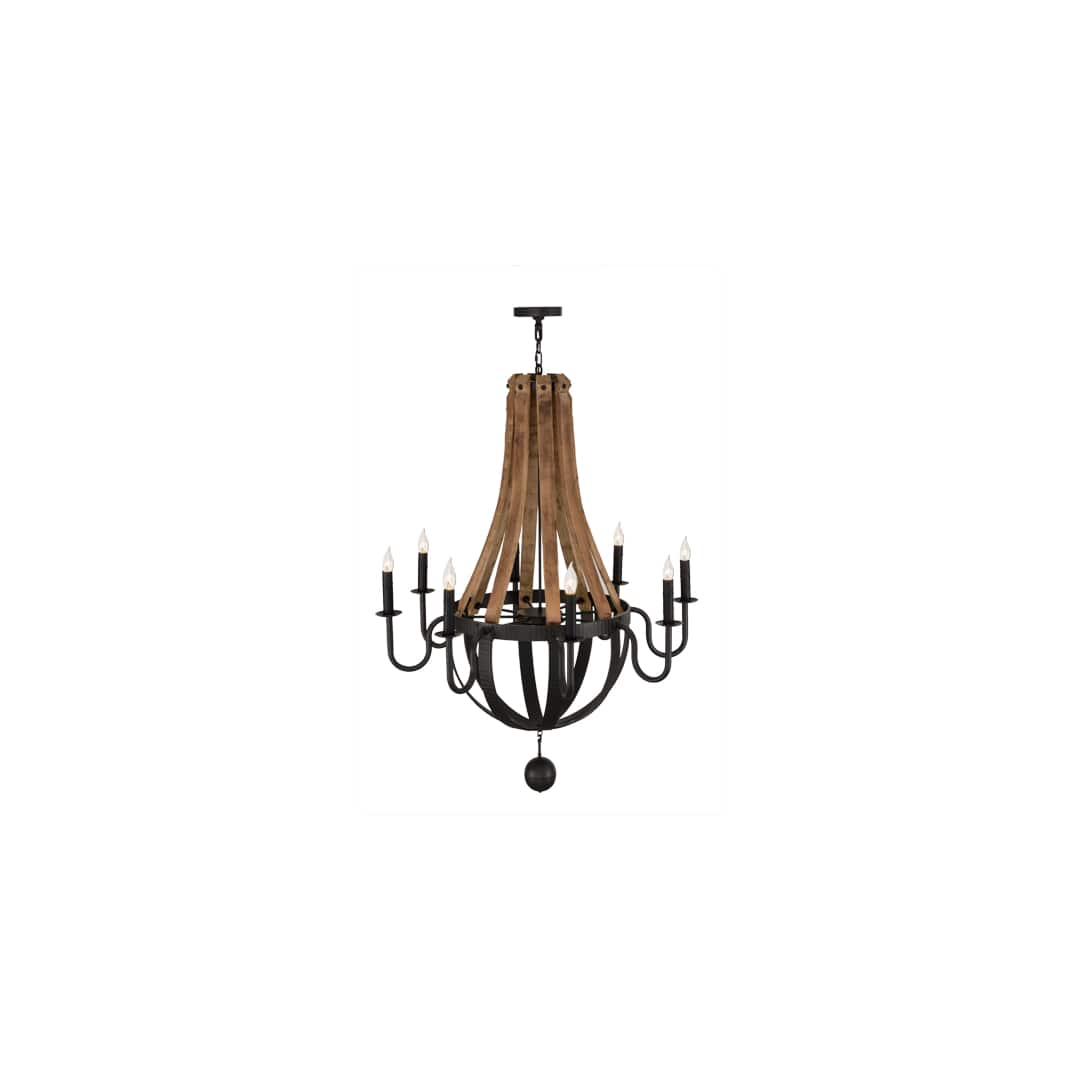 Barrel Stave Madera 8 Light 43" Wide Taper Candle Style Chandelier