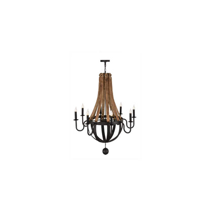 Barrel Stave Madera 8 Light 43" Wide Taper Candle Style Chandelier