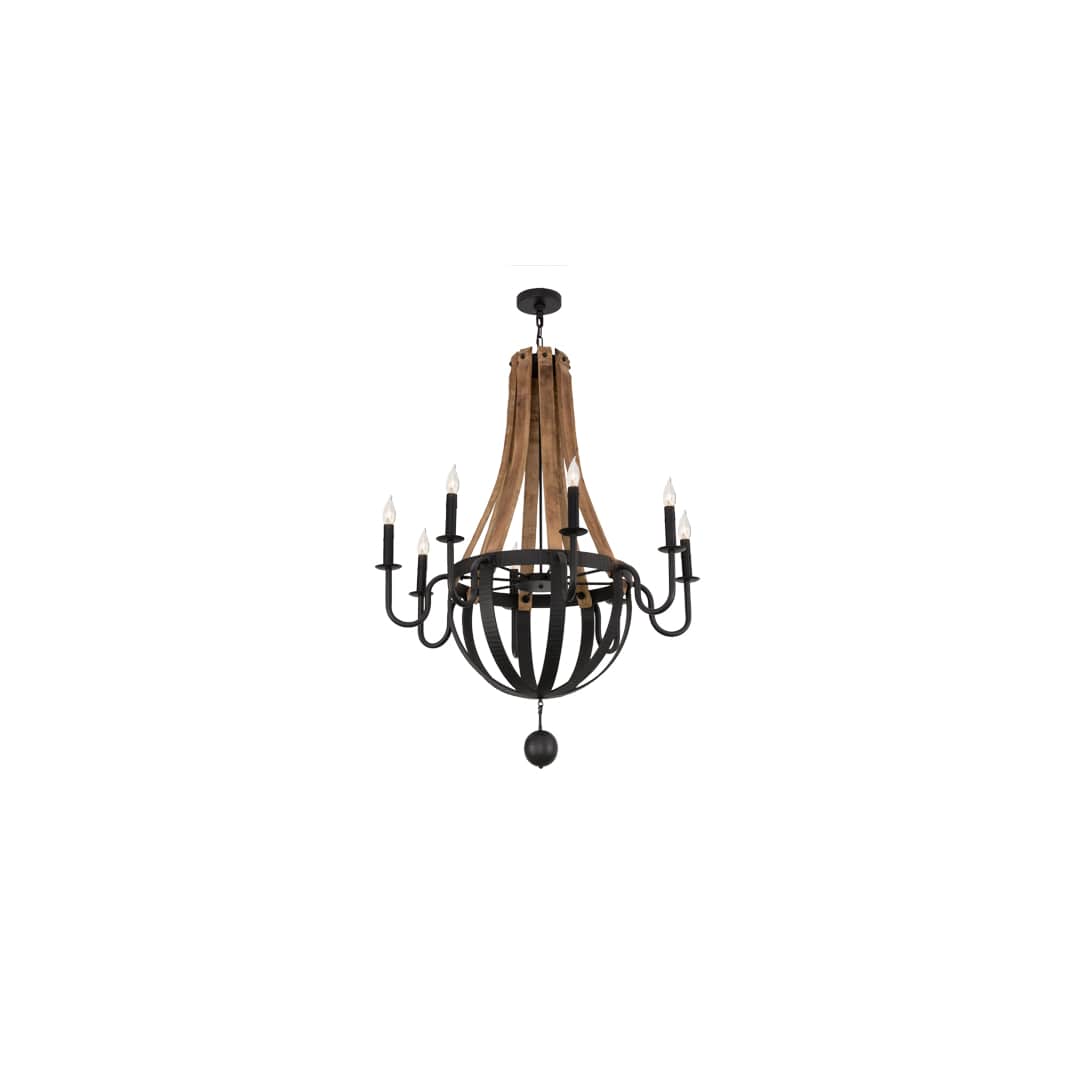 Barrel Stave Madera 8 Light 43" Wide Taper Candle Style Chandelier