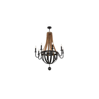 Barrel Stave Madera 8 Light 43" Wide Taper Candle Style Chandelier