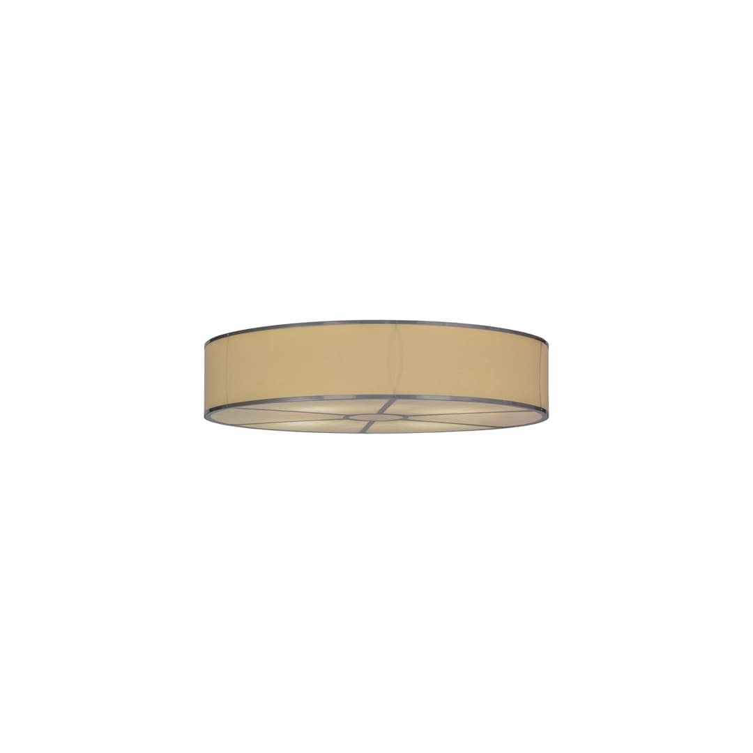 Cilindro 8 Light 48" Wide Flush Mount Drum Ceiling Fixture with Natural Beige Shade - Nickel Finish