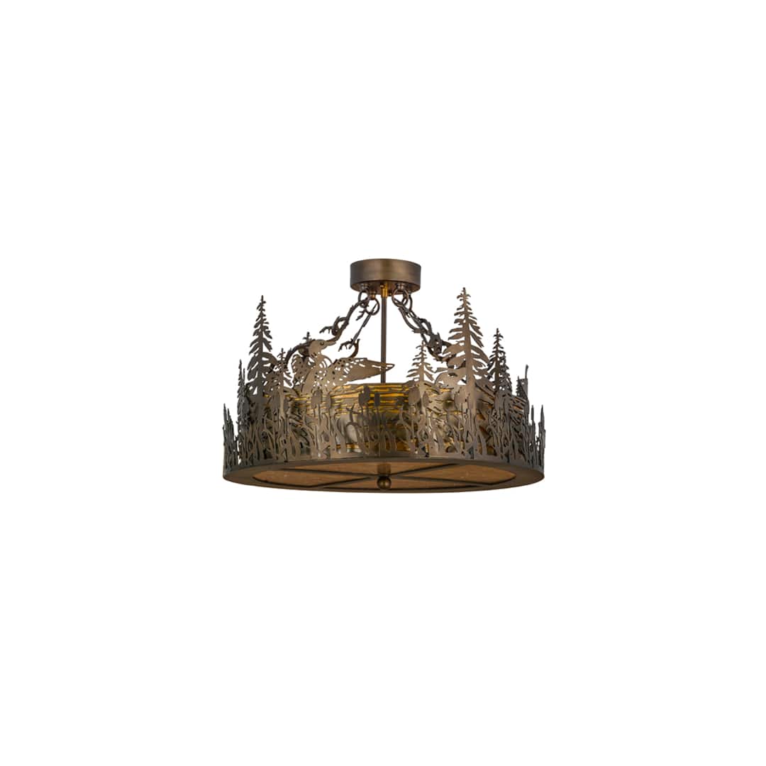 Loon 4 Light 22" Wide Semi-Flush Drum Ceiling Fixture