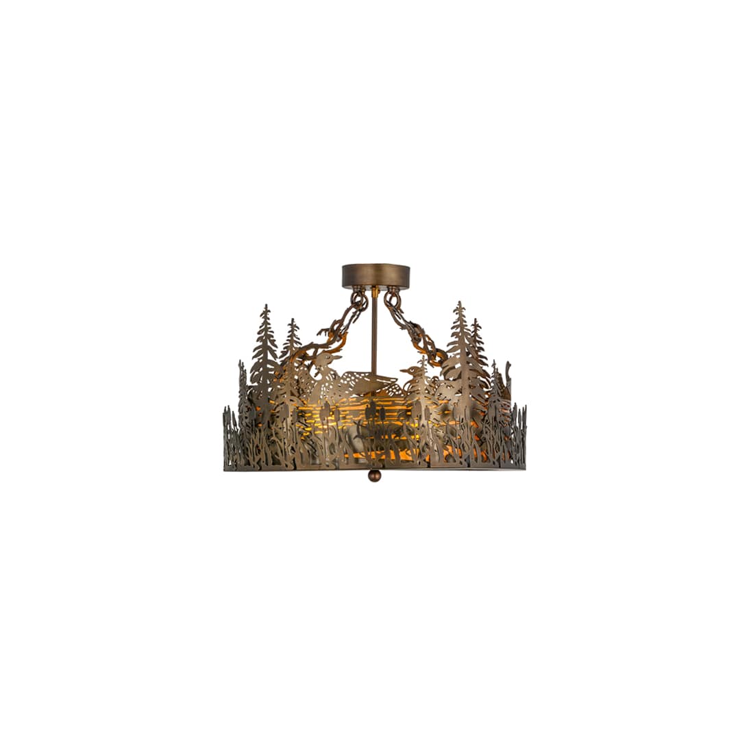Loon 4 Light 22" Wide Semi-Flush Drum Ceiling Fixture