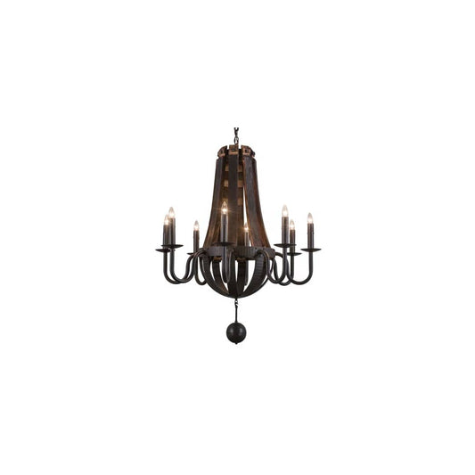 Barrel Stave 8 Light 36" Wide Taper Candle Style Chandelier