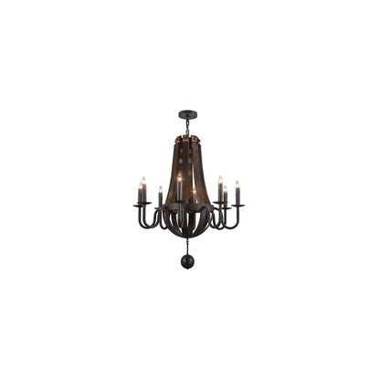 Barrel Stave 8 Light 36" Wide Taper Candle Style Chandelier