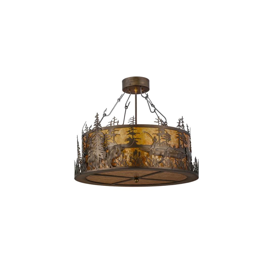 Bass and Fisherman 4 Light 26" Wide Semi-Flush Drum Ceiling Fixture