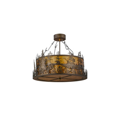 Bass and Fisherman 4 Light 26" Wide Semi-Flush Drum Ceiling Fixture