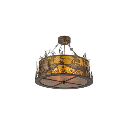 Bass and Fisherman 4 Light 26" Wide Semi-Flush Drum Ceiling Fixture