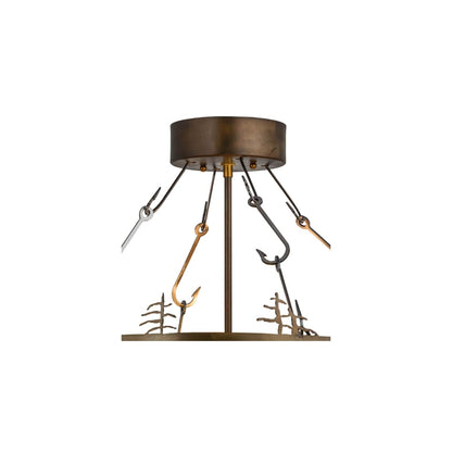 Bass and Fisherman 4 Light 26" Wide Semi-Flush Drum Ceiling Fixture