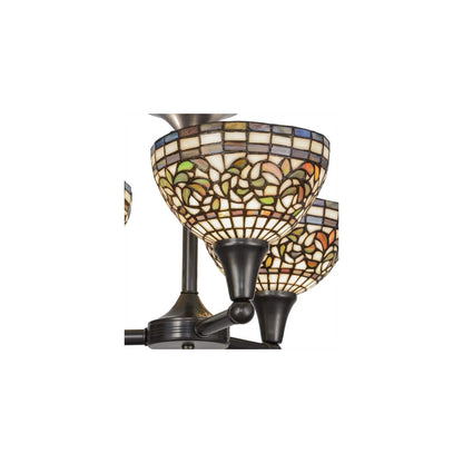 Tiffany Turning Leaf 3 Light 22" Wide Semi-Flush Ceiling Fixture