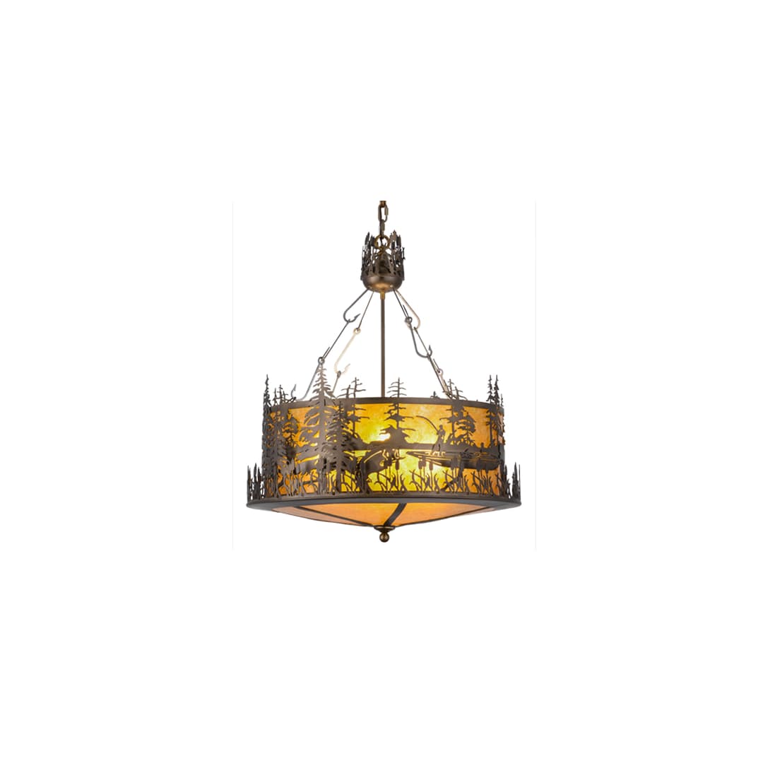 Bass and Fisherman 4 Light 26" Wide Pendant