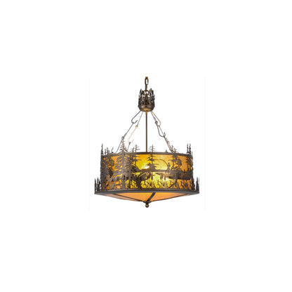 Bass and Fisherman 4 Light 26" Wide Pendant