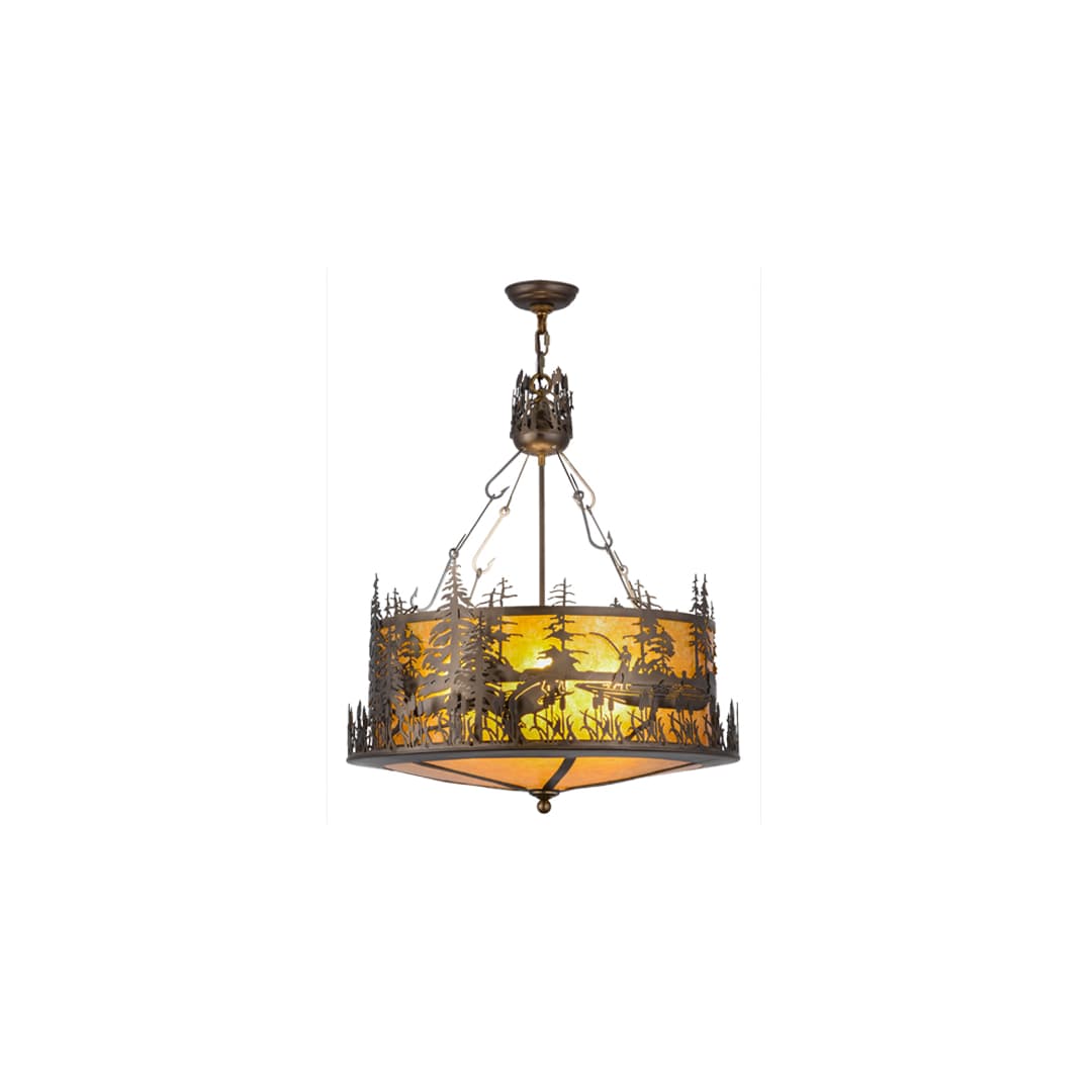 Bass and Fisherman 4 Light 26" Wide Pendant