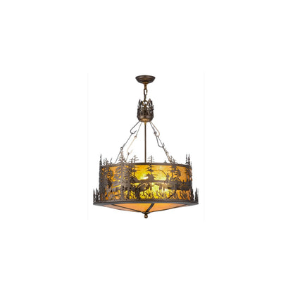Bass and Fisherman 4 Light 26" Wide Pendant