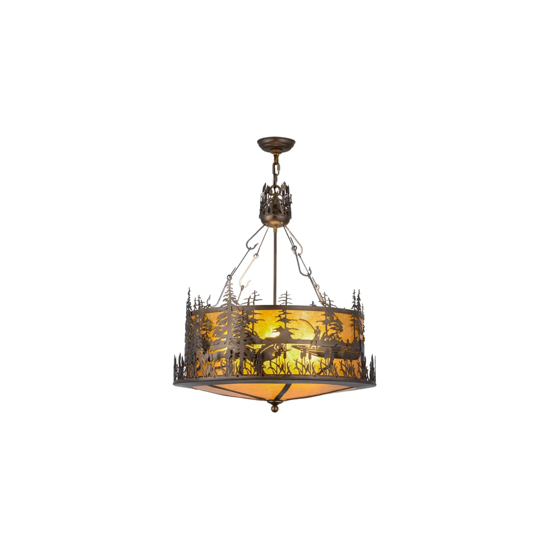 Bass and Fisherman 4 Light 26" Wide Pendant