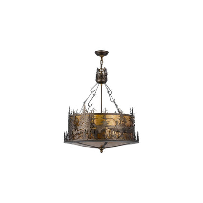 Bass and Fisherman 4 Light 26" Wide Pendant