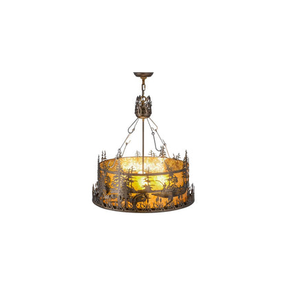 Bass and Fisherman 4 Light 26" Wide Pendant