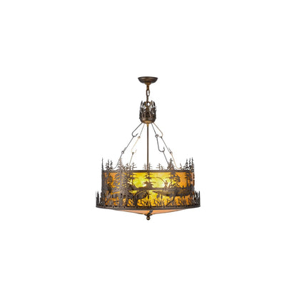 Bass and Fisherman 4 Light 26" Wide Pendant