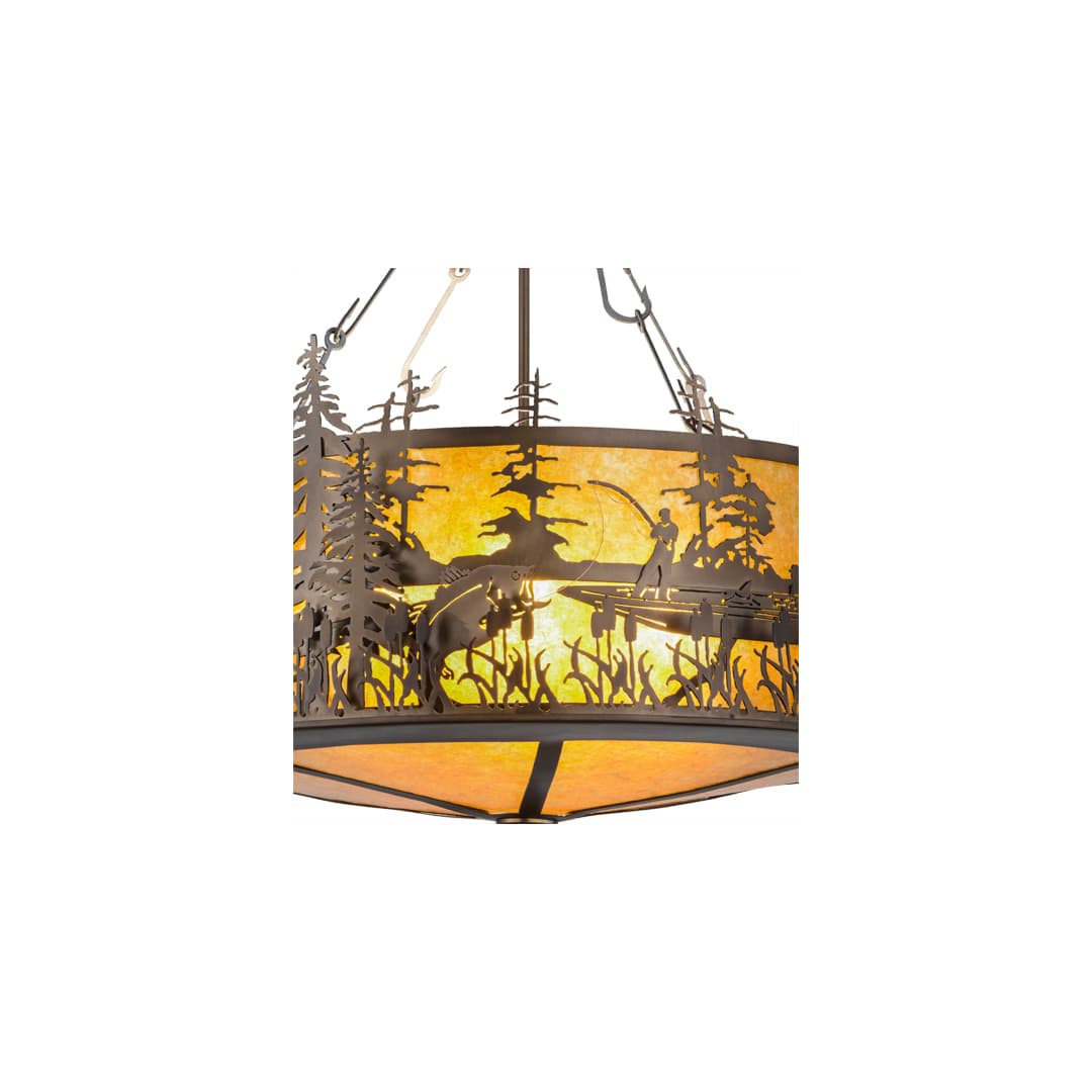Bass and Fisherman 4 Light 26" Wide Pendant