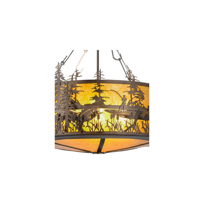 Bass and Fisherman 4 Light 26" Wide Pendant