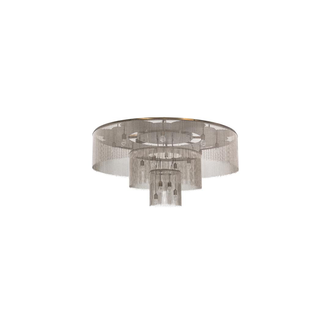Niagara 16 Light 72" Wide Flush Mount Ceiling Fixture - Antique Copper / Nickel Finish