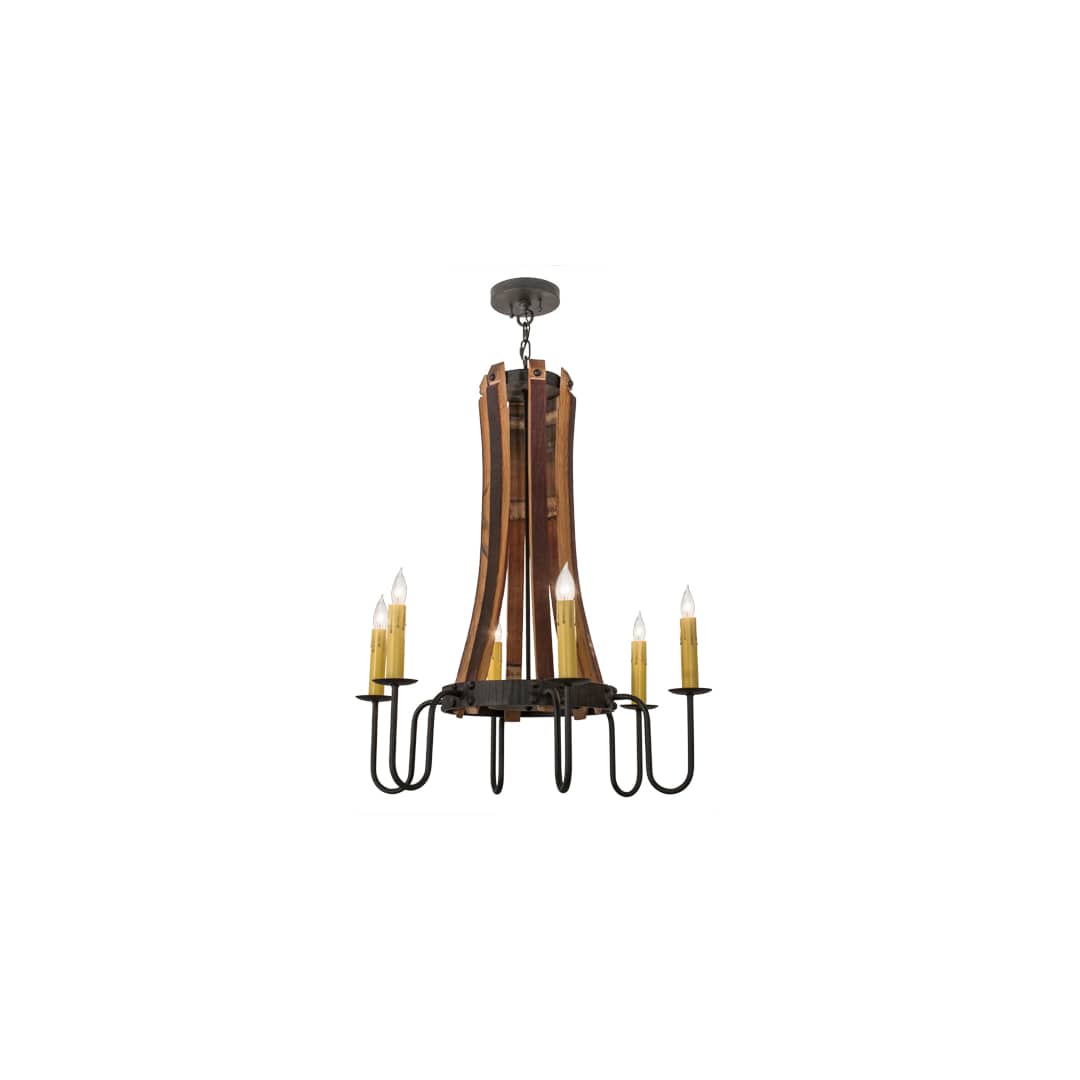 Barrel Stave 6 Light 30" Wide Taper Candle Style Chandelier
