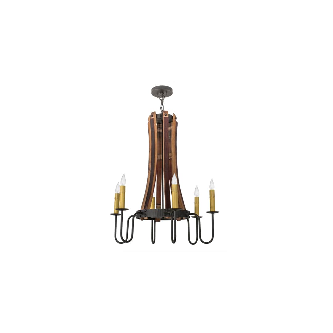 Barrel Stave 6 Light 30" Wide Taper Candle Style Chandelier