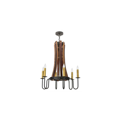 Barrel Stave 6 Light 30" Wide Taper Candle Style Chandelier